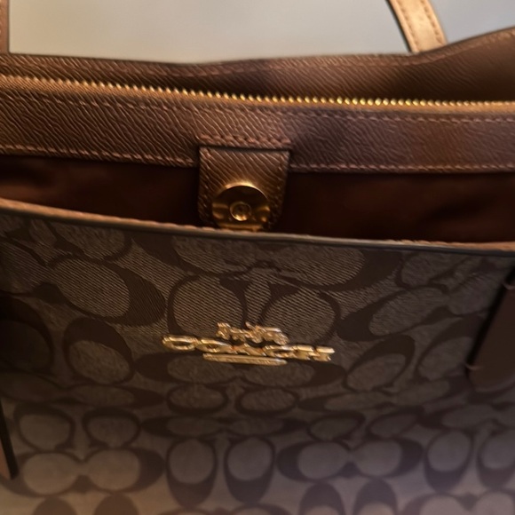 Coach large Avenue Brown coated canvas Monogram Tote Bag with Gold Hardware NWT - Picture 16 of 16